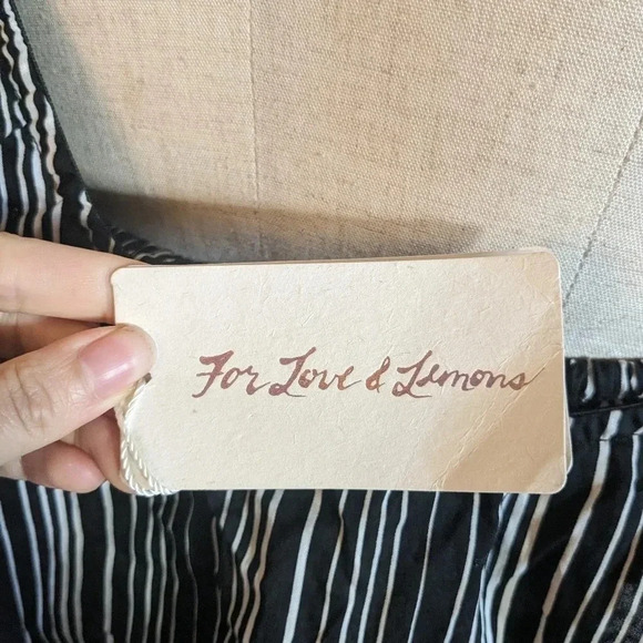 NEW For Love and Lemons One Shoulder Crop Top Striped Black White Medium - Picture 8 of 9